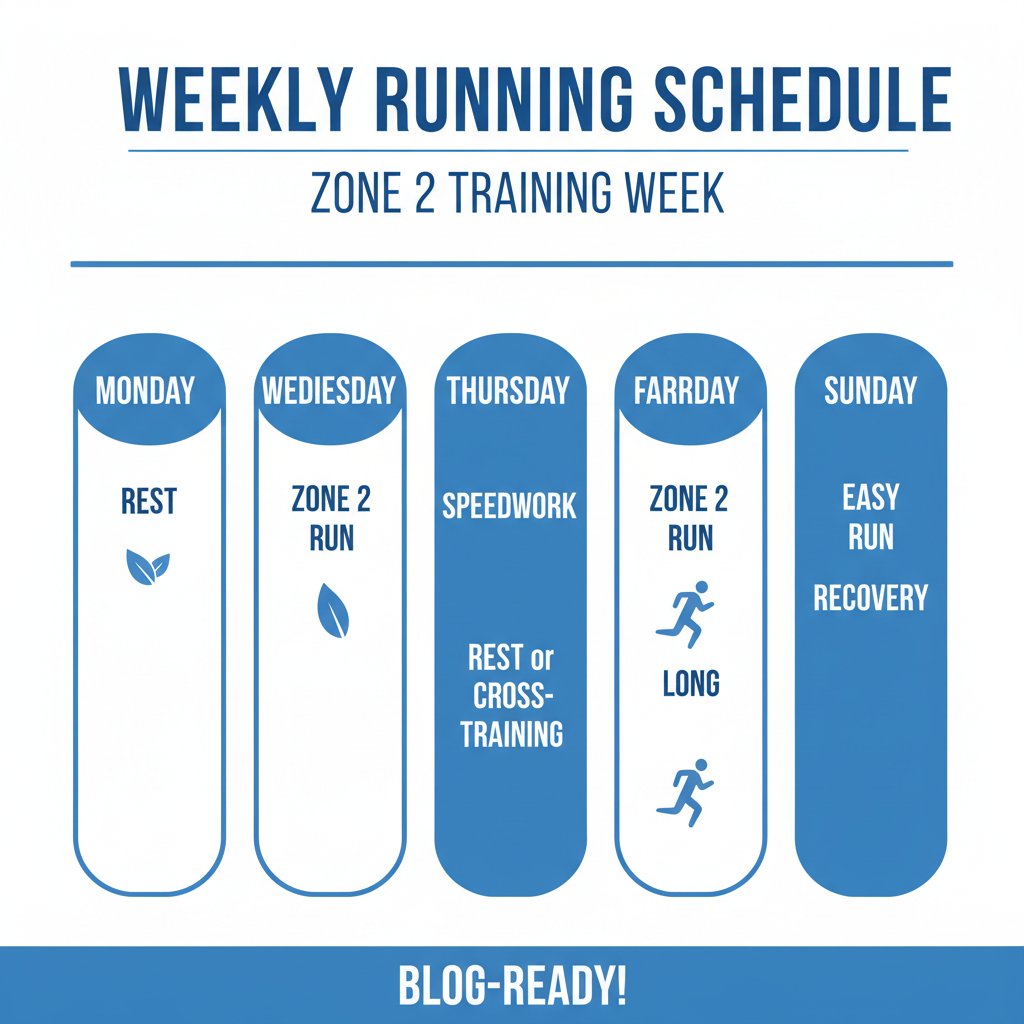 Zone 2 weekly running schedule infographic