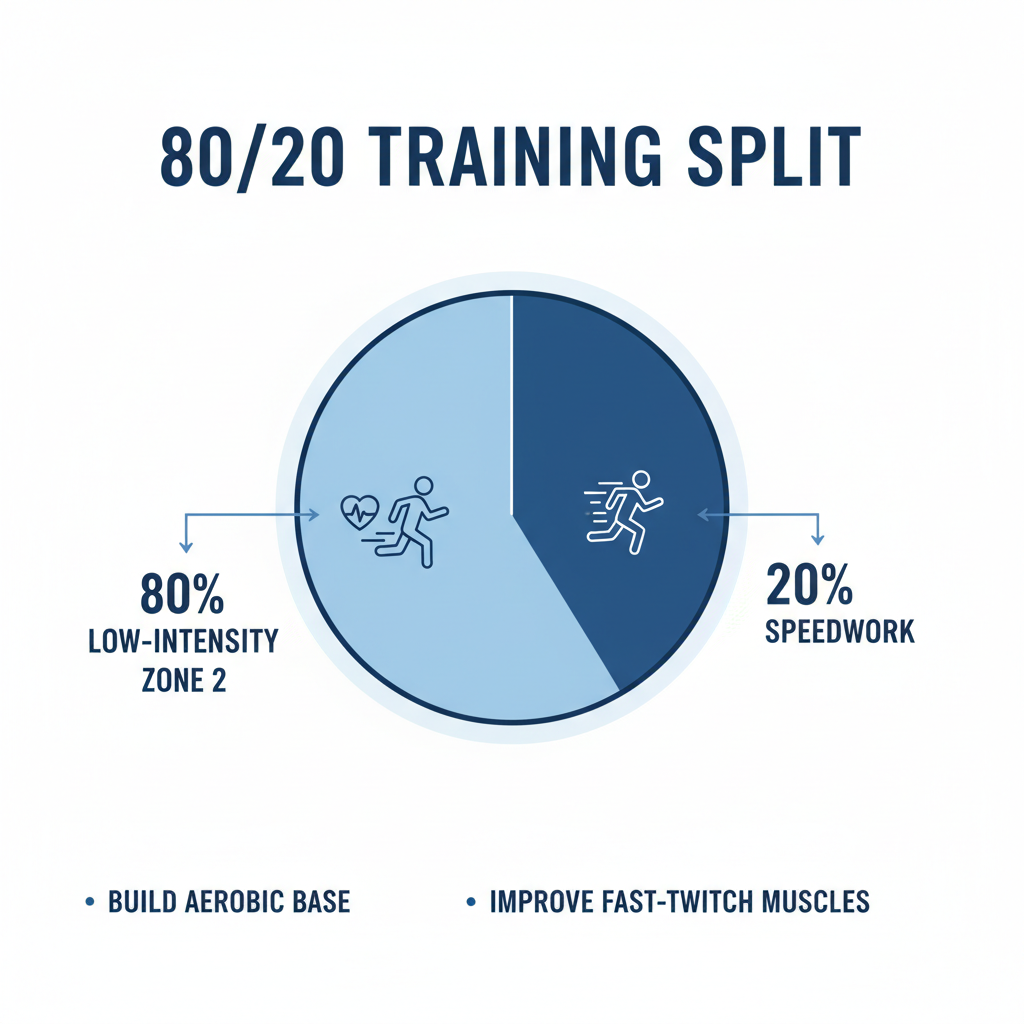 80/20 training split infographic for runners